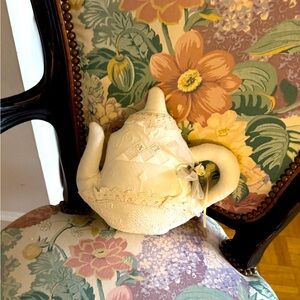 Elegant Cream Decorative Teapot Pillow